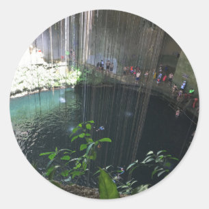 Sacred Blue Cenote, ik Kil, Mexico-Stickers Ronde Sticker