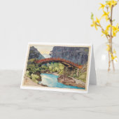 Sacred Bridge, Hiroshi Yoshida, Woodcut Kaart (Gele Bloem)