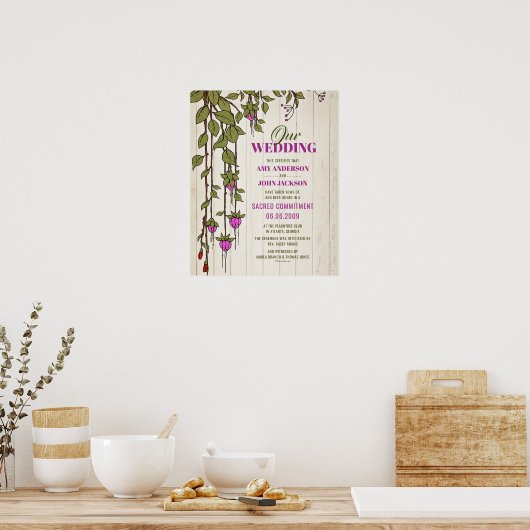 "Sacred Commitment" Boho Vine Wedding Certificate Poster (Keuken)