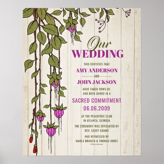 "Sacred Commitment" Boho Vine Wedding Certificate Poster (Voorkant)