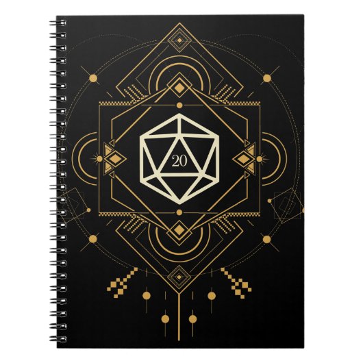 Sacred D20 Dice Minimalist Geometry Tabletop RPG Notitieboek (Voorkant)