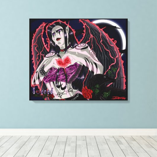 Sacred - De donkere engel uitgestrekte canvas prin (Insitu (Houten vloer))