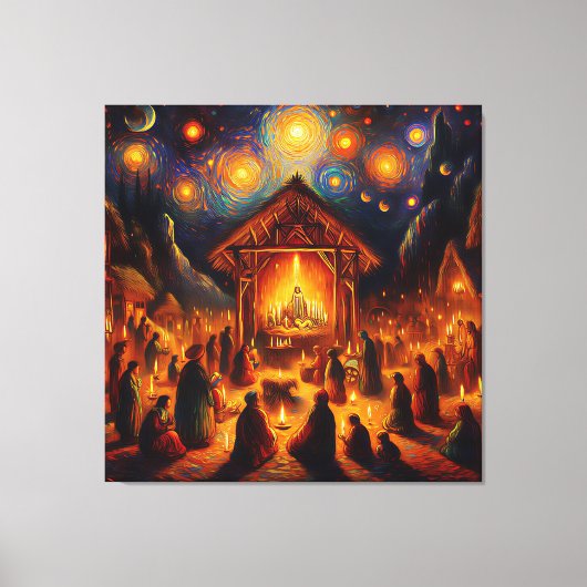 Sacred Fire Beneath the Starry Night Canvas Afdruk (Voorkant)