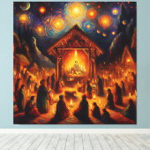 Sacred Fire Beneath the Starry Night Canvas Afdruk (Insitu (Houten vloer))
