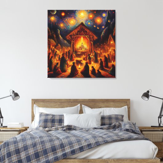 Sacred Fire Beneath the Starry Night Canvas Afdruk (Insitu (Slaapkamer))