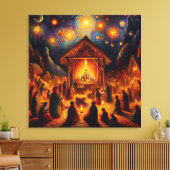 Sacred Fire Beneath the Starry Night Canvas Afdruk (Insitu (Woonkamer))