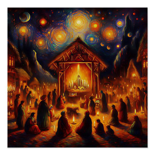 Sacred Fire Beneath the Starry Night Perfect Poster (Voorkant)