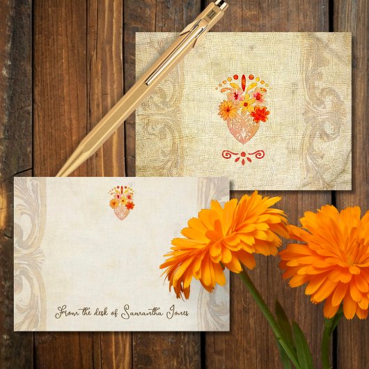 Sacred Floral Heart Mexican Baroque Muse Notitiekaartje