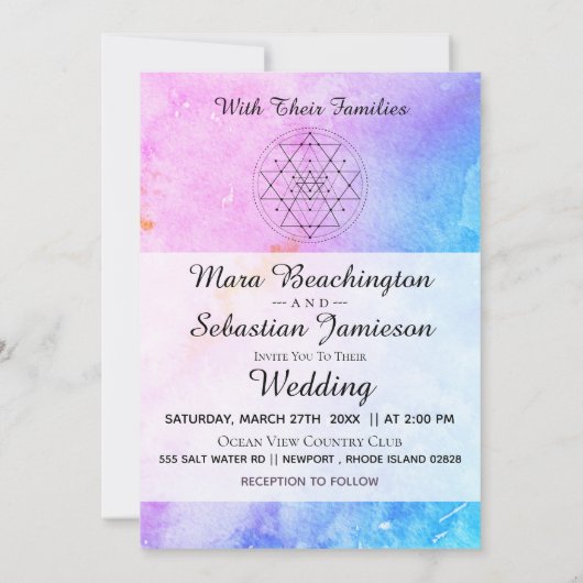 *~* Sacred Geometry Abstracte Waterverf Weddenscha Kaart (Achterkant)