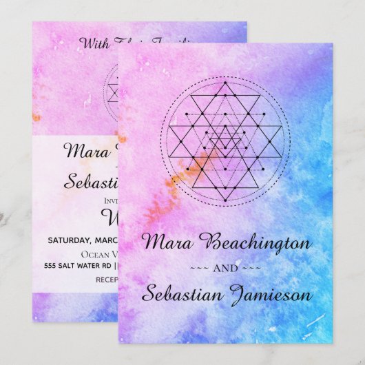 *~* Sacred Geometry Abstracte Waterverf Weddenscha Kaart (Voorkant / Achterkant)