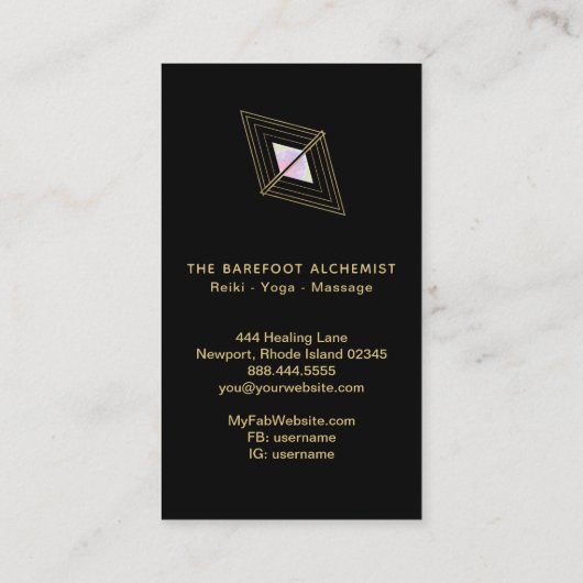 *~* Sacred Geometry Alchemy Gold Boho Triangles Visitekaartje (Achterkant)