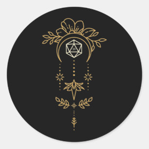 Sacred Geometry D20 Dice Tabletop RPG Ronde Sticker