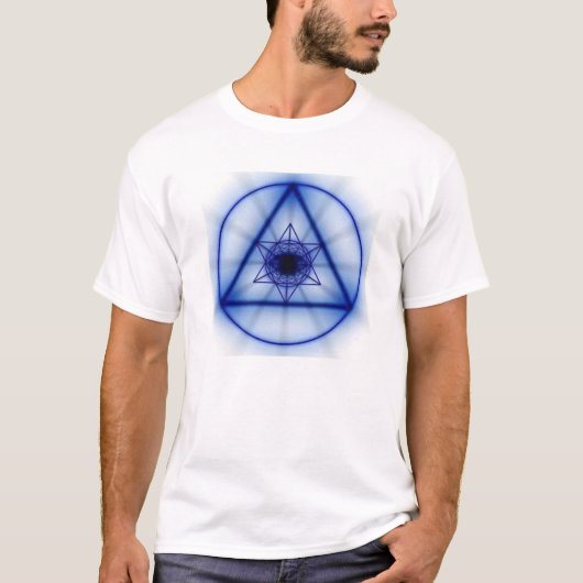 Sacred Geometry - Ggloeiend Metatron (blauw) T-shirt (Voorkant)