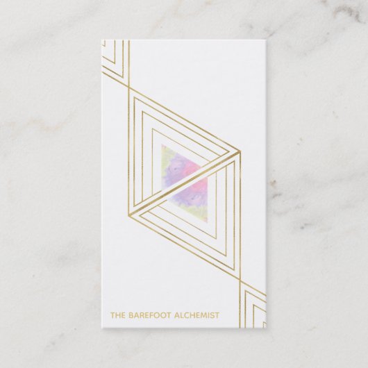 *~* Sacred Geometry Gold Boho Triangles Alchemy Visitekaartje (Voorkant)