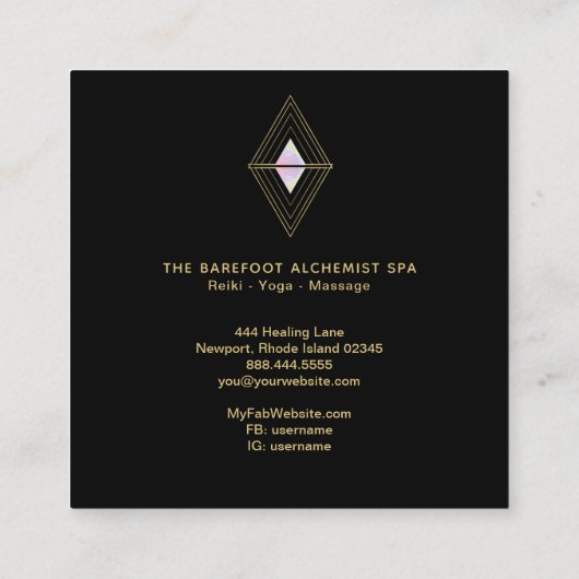 *~* Sacred Geometry Gold Geometric 2 Triangles Vierkante Visitekaartje (Achterkant)