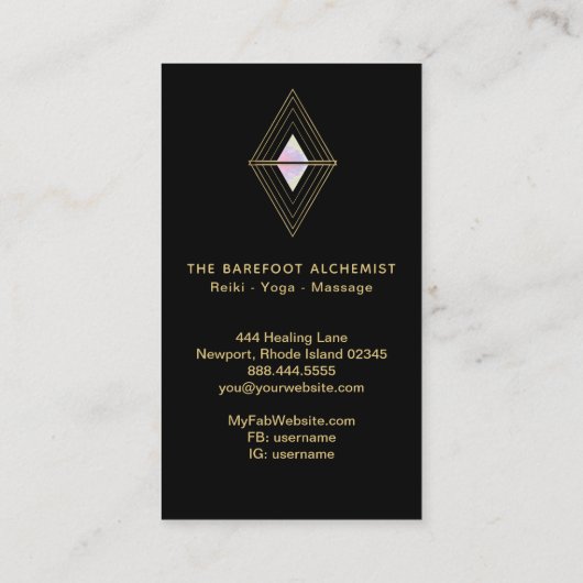 *~* Sacred Geometry Gold Geometric 4 Triangles Visitekaartje (Achterkant)