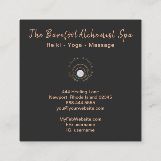 *~* Sacred Geometry Gold Geometric Boho Mandala Vierkante Visitekaartje (Achterkant)