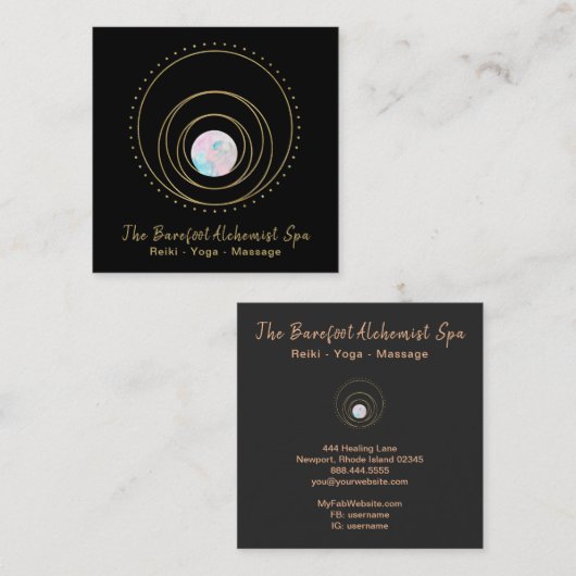 *~* Sacred Geometry Gold Geometric Boho Mandala Vierkante Visitekaartje (Voorkant / Achterkant)