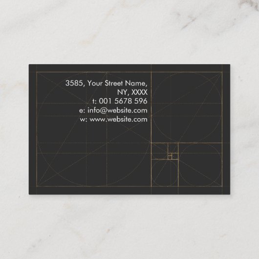 Sacred Geometry - Golden Spiral Branch Visitekaartje (Achterkant)