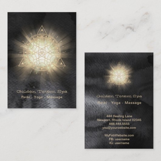 *~* Sacred Geometry - Light Rays Golden Totem Visitekaartje (Voorkant / Achterkant)