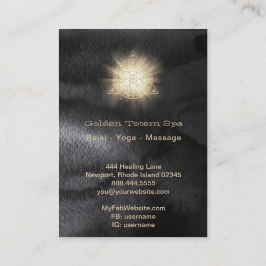 *~* Sacred Geometry - Light Rays Golden Totem Visitekaartje (Achterkant)