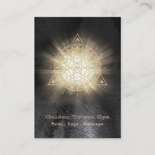 *~* Sacred Geometry - Light Rays Golden Totem Visitekaartje (Voorkant)