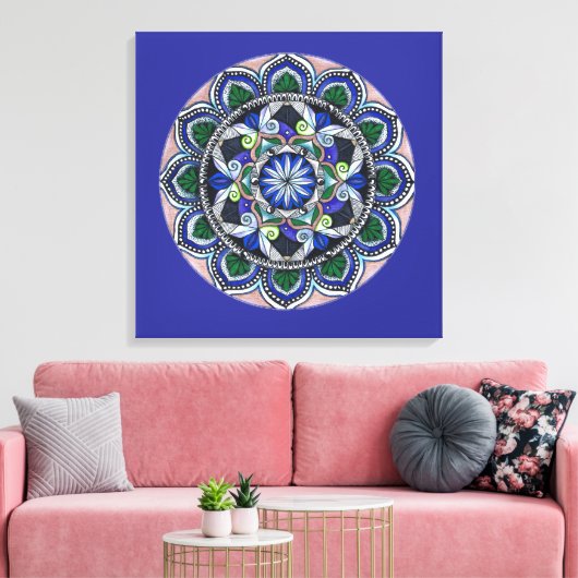 Sacred Geometry Mandala Canvas Afdruk (Insitu (Woonkamer))