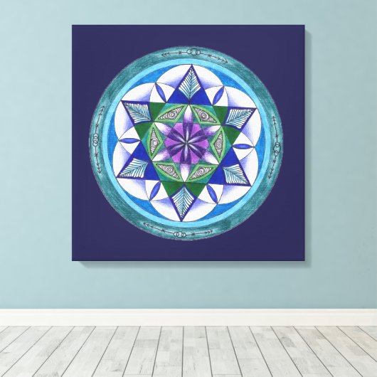 Sacred Geometry Mandala Canvas Afdruk (Insitu (Houten vloer))