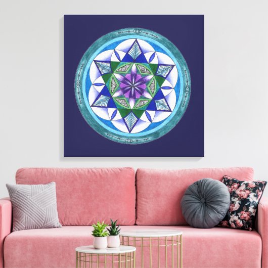Sacred Geometry Mandala Canvas Afdruk (Insitu (Woonkamer))