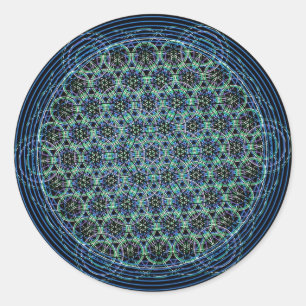 Sacred Geometry Mandala - Rain Flower of Life Ronde Sticker