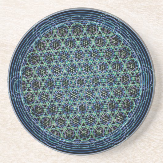Sacred Geometry Mandala - Rain Flower of Life Zandsteen Onderzetter (Voorkant)
