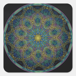 Sacred Geometry Mandala: Sincerity - Handtekening Vierkante Sticker