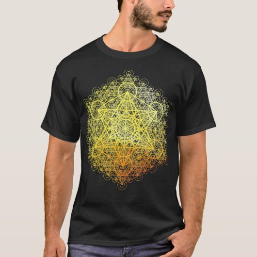 Sacred Geometry Metatron Cube Transcendence Gold S T-shirt (Voorkant)