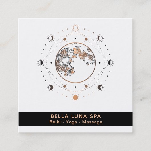 *~* Sacred Geometry Moon Phases Universe Shaman Vierkante Visitekaartje (Voorkant)