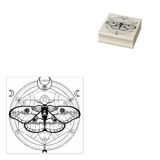 Sacred Geometry Moth Rubberstempel (Gestempeld)