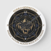 Sacred Geometry Nature Fusion - Mountains & Forest Ronde Klok (Voorkant)