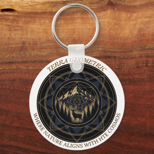 Sacred Geometry Nature Fusion • Mountains & Forest Sleutelhanger (Voorkant)