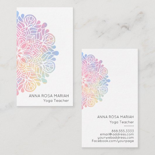 *~* Sacred Geometry Pastel Rainbow Mandala Visitekaartje (Voorkant / Achterkant)