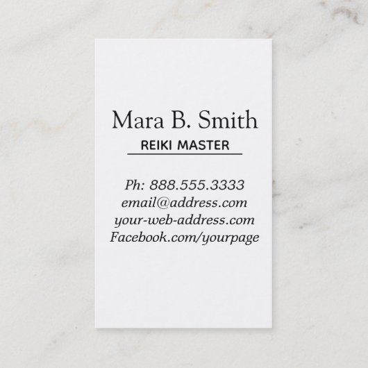 *~* Sacred Geometry Reiki Practitioner of Master Visitekaartje (Achterkant)