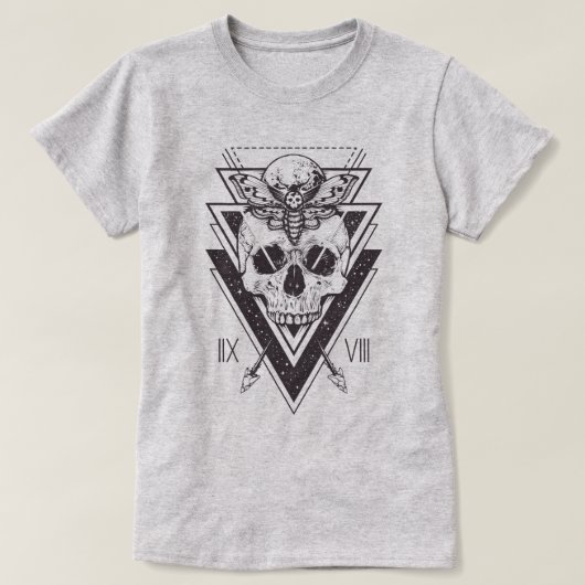 Sacred Geometry Scull and Moth T-Shirt (Design voorkant)