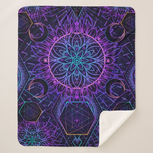 Sacred Geometry seamless pattern. Hindu symbols of Sherpa Deken (Voorkant)
