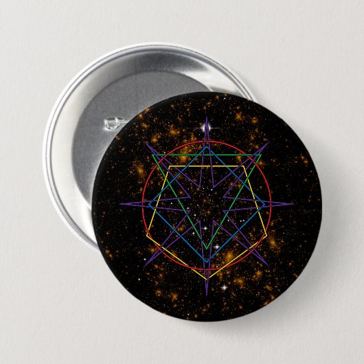 Sacred Geometry Sigil Ronde Button 7,6 Cm (Voorkant /achterkant)
