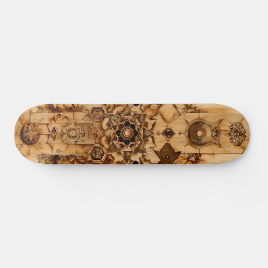 Sacred geometry skateboard, pryrography on wood persoonlijk skateboard (Horizontaal)