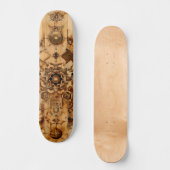 Sacred geometry skateboard, pryrography on wood persoonlijk skateboard (Voorkant)