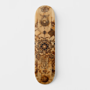 Sacred geometry skateboard, pryrography on wood persoonlijk skateboard