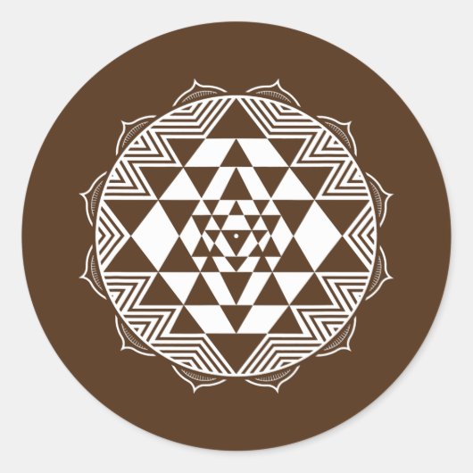 Sacred Geometry Sri Yantra Chakra Triangle Ronde Sticker (Voorkant)
