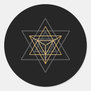Sacred Geometry Star Tetrahedron Merkaba Ronde Sticker