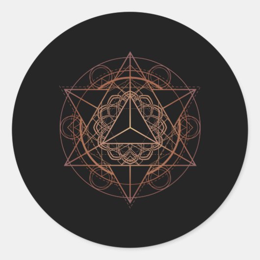 Sacred Geometry Star Tetrahedron Merkaba Ronde Sticker (Voorkant)