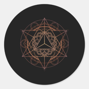 Sacred Geometry Star Tetrahedron Merkaba Ronde Sticker