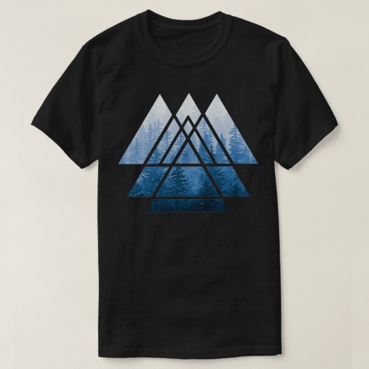 Sacred Geometry Triangles Misty Forest Blues T-shirt (Design voorkant)